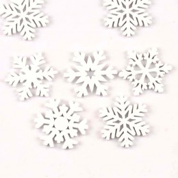 15 sztuk/partia boże narodzenie śnieżynka biała dekoracja z drewna rękodzieło DIY rzemiosło Scrapbooking drewniane ozdoby akceso
