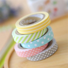5 rolek cukierki kolor śliczny pasek Dot Washi taśma zestaw naklejek Scrapbooking dekoracja wnętrz strona dekoracji Lot 1306