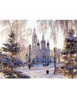 EverShine diament haftowany krajobraz diament malarstwo obraz ze strasu diament mozaika sprzedaż pełny zestaw kościół zima Home 