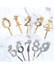 0-9 numery wykaszarki do ciast z okazji urodzin urocza korona numer chorągiewki na tort akrylowy Cupcake Topper urodziny dekorac