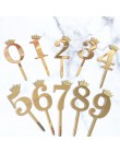 0-9 numery wykaszarki do ciast z okazji urodzin urocza korona numer chorągiewki na tort akrylowy Cupcake Topper urodziny dekorac