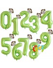 40 cal "zielony owoc" balony foliowe w kształcie cyfr balon ze zwierzęciem Monkey żyrafa zebra rysunek 1 2 3 lat dziecko chłopie