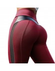 CHRLEISURE jednolity wysoki stan legginsy Fitness kobiety serce trening leginsy Femme modna siatka i Patchwork skóra PU legginsy