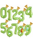 40 cal "zielony owoc" balony foliowe w kształcie cyfr balon ze zwierzęciem Monkey żyrafa zebra rysunek 1 2 3 lat dziecko chłopie