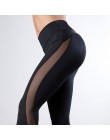 CHRLEISURE jednolity wysoki stan legginsy Fitness kobiety serce trening leginsy Femme modna siatka i Patchwork skóra PU legginsy