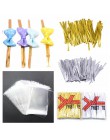 40/100pcs Bowknot metaliczny Twist drut wiązałkowy cukierki Lollipop pieczenia jasne torby do pakowania na tort weselny akcesori