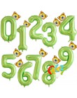40 cal "zielony owoc" balony foliowe w kształcie cyfr balon ze zwierzęciem Monkey żyrafa zebra rysunek 1 2 3 lat dziecko chłopie
