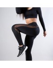CHRLEISURE jednolity wysoki stan legginsy Fitness kobiety serce trening leginsy Femme modna siatka i Patchwork skóra PU legginsy