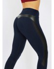 CHRLEISURE jednolity wysoki stan legginsy Fitness kobiety serce trening leginsy Femme modna siatka i Patchwork skóra PU legginsy