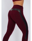 CHRLEISURE jednolity wysoki stan legginsy Fitness kobiety serce trening leginsy Femme modna siatka i Patchwork skóra PU legginsy