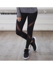 CHRLEISURE seksowne damskie legginsy gotycka wsuwana siatka projektowa spodnie spodnie duże rozmiary czarne Capris odzież sporto