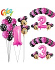 13 sztuk różowa dziewczyna impreza z myszką minnie dekoracje balony urodzinowe numer 1 2 3 rok baby shower hel Dot lateks balon 