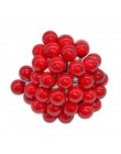 50 sztuk Mini jagody plastikowe sztuczne owoce małe sztuczna perła kwiat Stamens Cherry ślub DIY pudełko zdobione wieńce Xmas