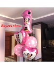 13 sztuk różowa dziewczyna impreza z myszką minnie dekoracje balony urodzinowe numer 1 2 3 rok baby shower hel Dot lateks balon 