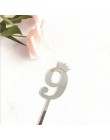 0-9 numery wykaszarki do ciast z okazji urodzin urocza korona numer chorągiewki na tort akrylowy Cupcake Topper urodziny dekorac