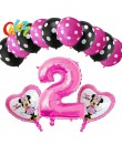 13 sztuk różowa dziewczyna impreza z myszką minnie dekoracje balony urodzinowe numer 1 2 3 rok baby shower hel Dot lateks balon 