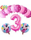 13 sztuk różowa dziewczyna impreza z myszką minnie dekoracje balony urodzinowe numer 1 2 3 rok baby shower hel Dot lateks balon 