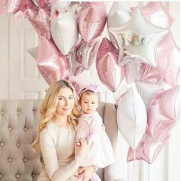 12 sztuk Baby Shower 18 cali różowe białe gwiazdkowe balony z helem dziewczyny akcesoria na przyjęcie urodzinowe 1st Party Decor