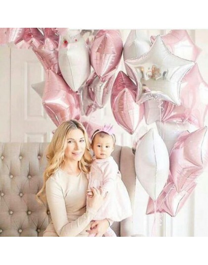 12 sztuk Baby Shower 18 cali różowe białe gwiazdkowe balony z helem dziewczyny akcesoria na przyjęcie urodzinowe 1st Party Decor