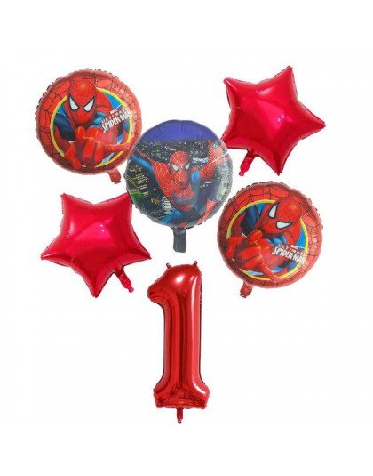 6 sztuk/zestaw pająk folia człowiek balony Avengers balon w kształcie cyfry dekoracje na imprezę urodzinową superbohater chłopie