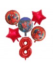 6 sztuk/zestaw pająk folia człowiek balony Avengers balon w kształcie cyfry dekoracje na imprezę urodzinową superbohater chłopie