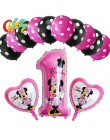 13 sztuk różowa dziewczyna impreza z myszką minnie dekoracje balony urodzinowe numer 1 2 3 rok baby shower hel Dot lateks balon 