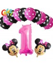 13 sztuk różowa dziewczyna impreza z myszką minnie dekoracje balony urodzinowe numer 1 2 3 rok baby shower hel Dot lateks balon 