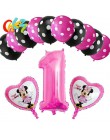 13 sztuk różowa dziewczyna impreza z myszką minnie dekoracje balony urodzinowe numer 1 2 3 rok baby shower hel Dot lateks balon 