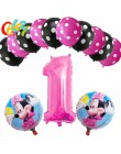 13 sztuk różowa dziewczyna impreza z myszką minnie dekoracje balony urodzinowe numer 1 2 3 rok baby shower hel Dot lateks balon 