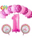 13 sztuk różowa dziewczyna impreza z myszką minnie dekoracje balony urodzinowe numer 1 2 3 rok baby shower hel Dot lateks balon 