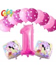 13 sztuk różowa dziewczyna impreza z myszką minnie dekoracje balony urodzinowe numer 1 2 3 rok baby shower hel Dot lateks balon 