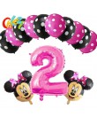13 sztuk różowa dziewczyna impreza z myszką minnie dekoracje balony urodzinowe numer 1 2 3 rok baby shower hel Dot lateks balon 