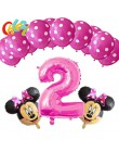 13 sztuk różowa dziewczyna impreza z myszką minnie dekoracje balony urodzinowe numer 1 2 3 rok baby shower hel Dot lateks balon 