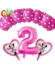 13 sztuk różowa dziewczyna impreza z myszką minnie dekoracje balony urodzinowe numer 1 2 3 rok baby shower hel Dot lateks balon 