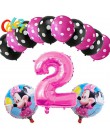 13 sztuk różowa dziewczyna impreza z myszką minnie dekoracje balony urodzinowe numer 1 2 3 rok baby shower hel Dot lateks balon 