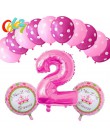 13 sztuk różowa dziewczyna impreza z myszką minnie dekoracje balony urodzinowe numer 1 2 3 rok baby shower hel Dot lateks balon 