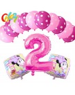 13 sztuk różowa dziewczyna impreza z myszką minnie dekoracje balony urodzinowe numer 1 2 3 rok baby shower hel Dot lateks balon 