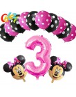 13 sztuk różowa dziewczyna impreza z myszką minnie dekoracje balony urodzinowe numer 1 2 3 rok baby shower hel Dot lateks balon 