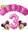 13 sztuk różowa dziewczyna impreza z myszką minnie dekoracje balony urodzinowe numer 1 2 3 rok baby shower hel Dot lateks balon 