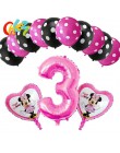 13 sztuk różowa dziewczyna impreza z myszką minnie dekoracje balony urodzinowe numer 1 2 3 rok baby shower hel Dot lateks balon 