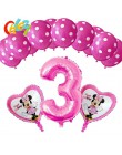 13 sztuk różowa dziewczyna impreza z myszką minnie dekoracje balony urodzinowe numer 1 2 3 rok baby shower hel Dot lateks balon 