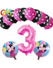 13 sztuk różowa dziewczyna impreza z myszką minnie dekoracje balony urodzinowe numer 1 2 3 rok baby shower hel Dot lateks balon 