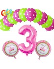 13 sztuk różowa dziewczyna impreza z myszką minnie dekoracje balony urodzinowe numer 1 2 3 rok baby shower hel Dot lateks balon 