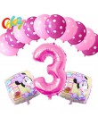 13 sztuk różowa dziewczyna impreza z myszką minnie dekoracje balony urodzinowe numer 1 2 3 rok baby shower hel Dot lateks balon 