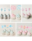 12/18/20 szt. Baby Shower Cupcake wykaszarki chłopiec dziewczyna chrzciny niebieskie dekoracje na imprezę urodzinową dzieci świą