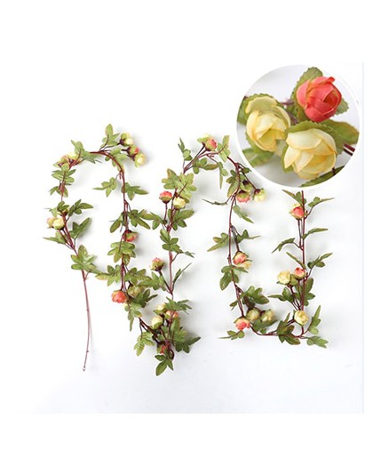 220 cm długości sztuczna róża kwiaty winorośli jesień trzciny tło wystrój jedwab fałszywe rattan girlanda na ślub dekoracje do d