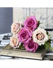 Biała róża sztuczne kwiaty jedwabny bukiet wysokiej jakościowy duży róża do dekoracji ślubnych sztuczne kwiaty czerwone do domu 