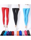 CUHAKCI kobiety błyszczące spodnie legginsy gorąca sprzedaży legginsy jednokolorowe fluorescencyjne elastan elastyczność spodnie