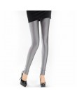 CUHAKCI kobiety błyszczące spodnie legginsy gorąca sprzedaży legginsy jednokolorowe fluorescencyjne elastan elastyczność spodnie