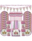 Jednorożec dekoracja urodzinowa obrus papierowe serwetki talerze stojak na babeczki Baby Shower jednorożec Decor akcesoria na im